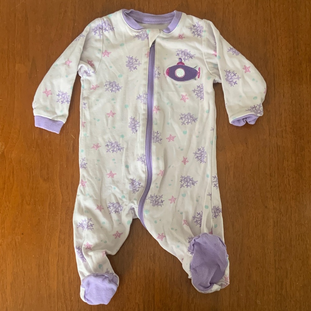 🍓3/$10 Tuffy Purple Kids Footie Pajamas size 3m